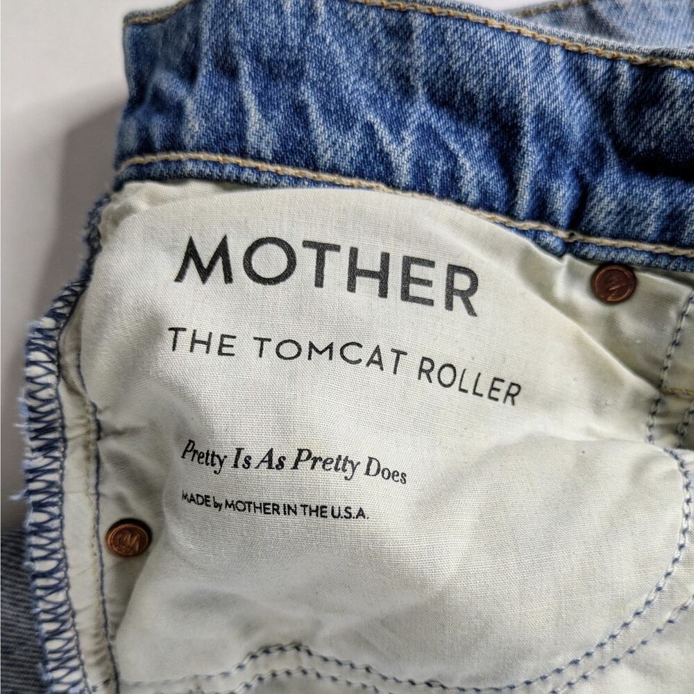 MOTHER Superior Tomcat Roller Jeans 26 Blue High Rise Wide Leg Button Fly Cotton - Picture 3 of 16